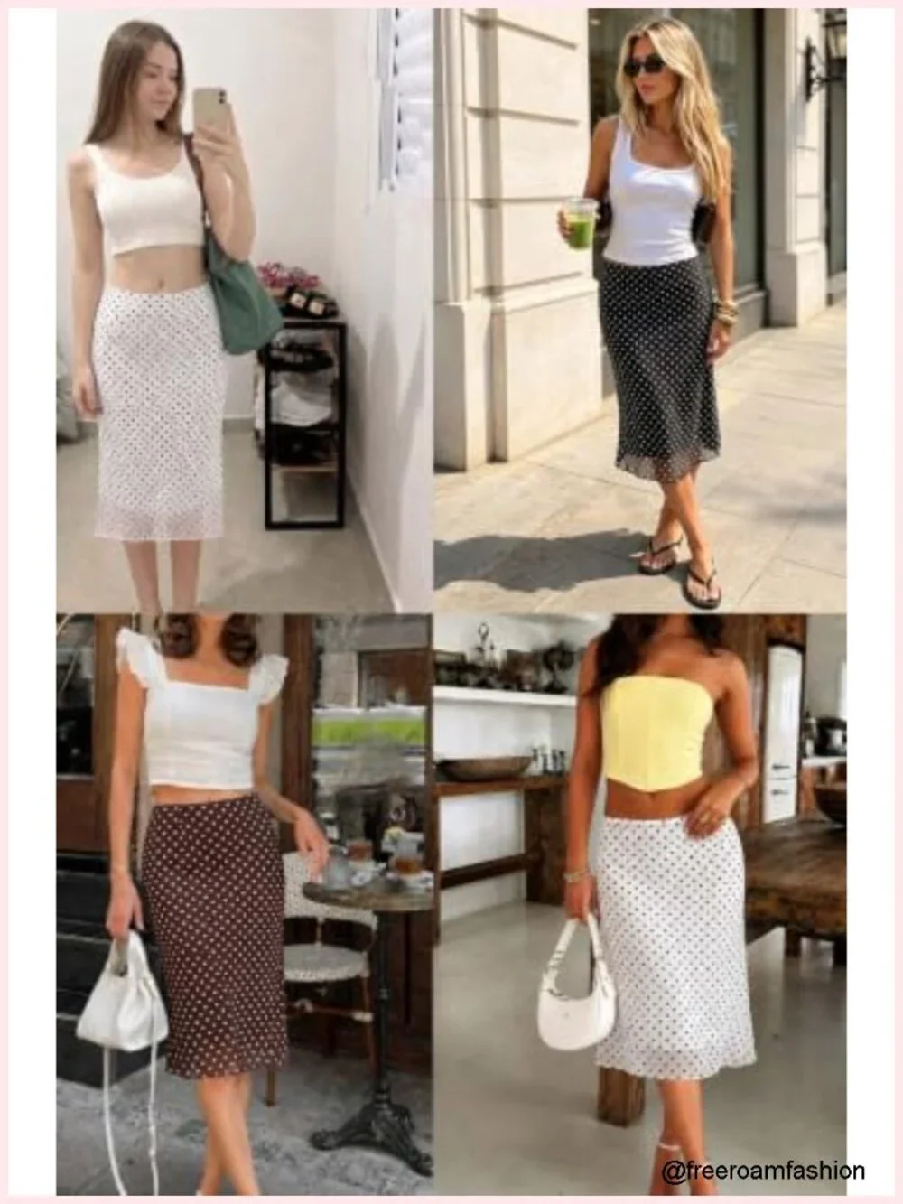 Low Rise Midi Skirt Polka Dot Mesh A-Line Flowy Lightweight Lined Summer